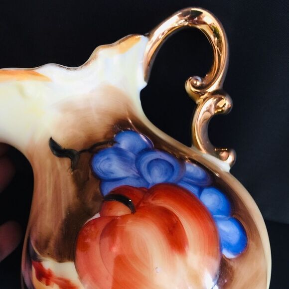 Vintage Hand Painted Grape Banana Apple Pitcher - Picture 4 of 8